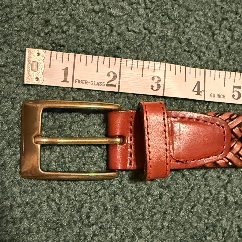Braided brown leather unisex belt 51” long, gold tone buckle size 42 (XL) NWOT - Picture 9 of 11